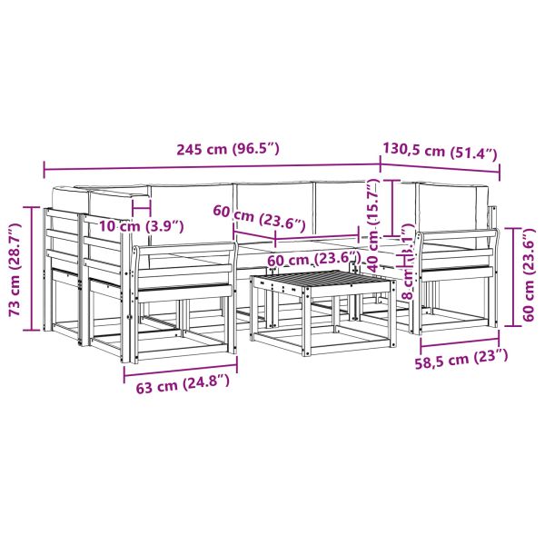 Комплект дивани за открито 7 pcs Натурален и Крема