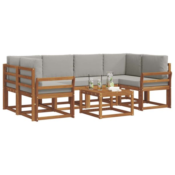 Комплект дивани за открито 7 pcs Естествено и светло сиво