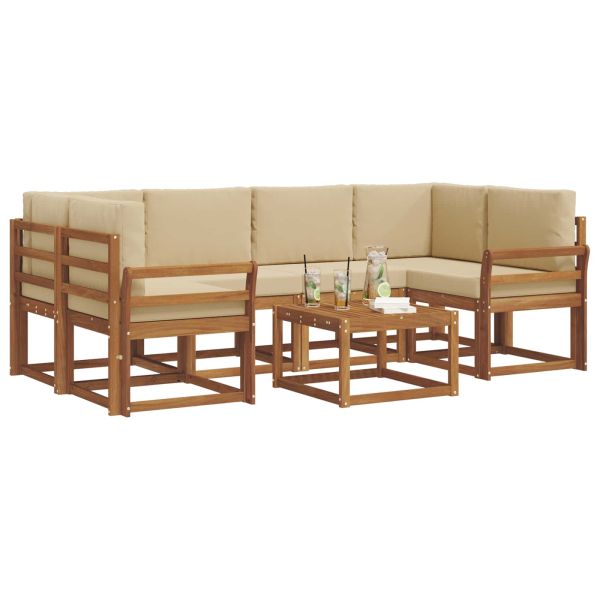 Комплект дивани за открито 7 pcs Натурален и Бежов