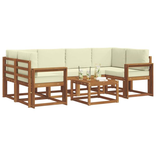 Комплект дивани за открито 7 pcs Натурален и Крема