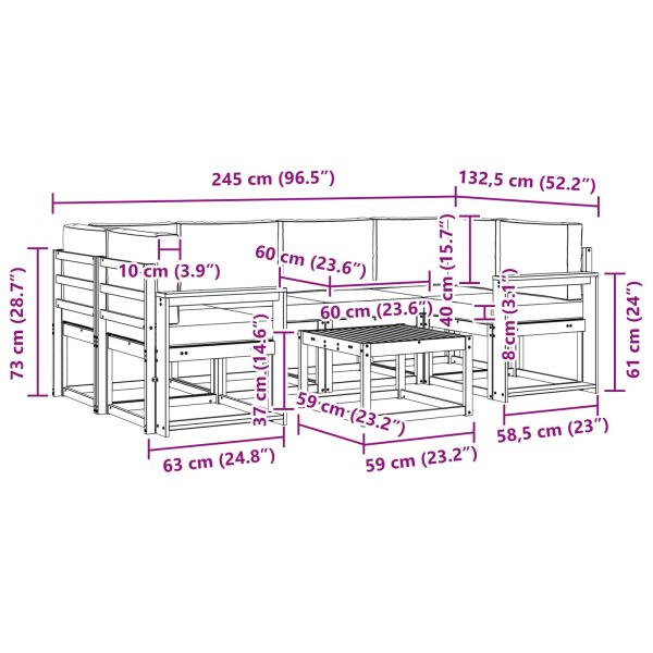 Комплект дивани за открито 7 pcs Натурален и Крема