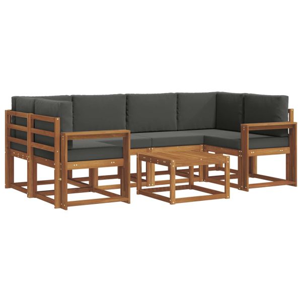 Комплект дивани за открито 7 pcs Натурален и Антрацит