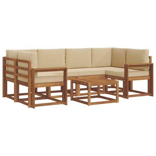 Комплект дивани за открито 7 pcs Натурален и Бежов