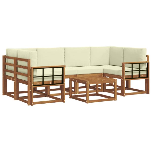 Комплект дивани за открито 7 pcs Натурален и Крема