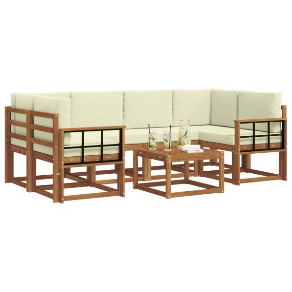 Комплект дивани за открито 7 pcs Натурален и Крема