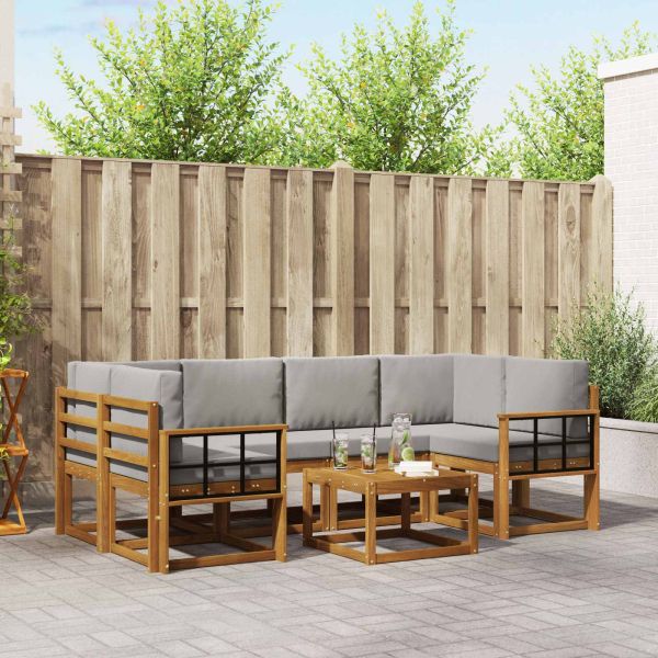 Комплект дивани за открито 7 pcs Естествено и светло сиво