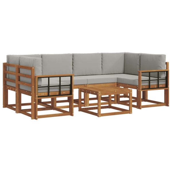 Комплект дивани за открито 7 pcs Естествено и светло сиво