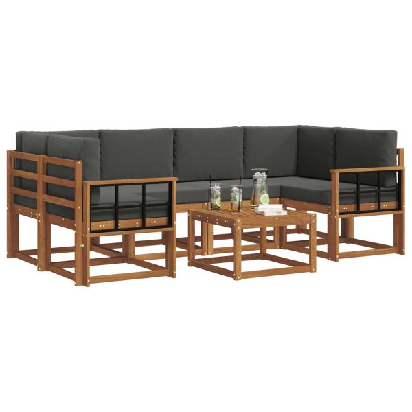 Комплект дивани за открито 7 pcs Натурален и Антрацит