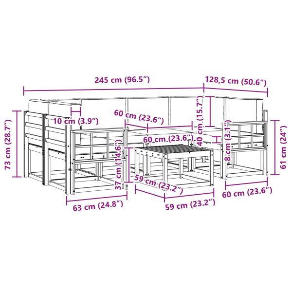 Комплект дивани за открито 7 pcs Натурален и Антрацит