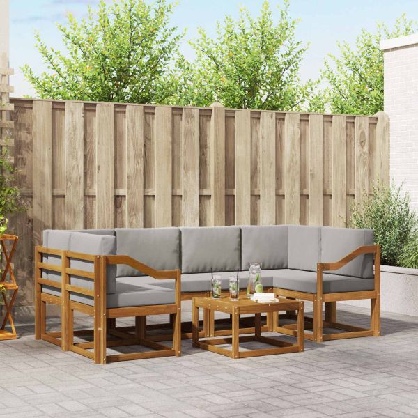 Комплект дивани за открито 7 pcs Естествено и светло сиво