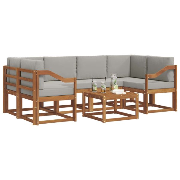 Комплект дивани за открито 7 pcs Естествено и светло сиво