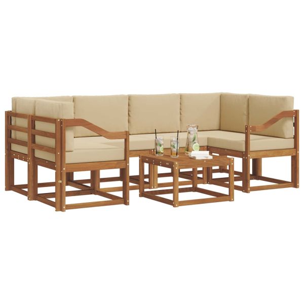 Комплект дивани за открито 7 pcs Натурален и Бежов