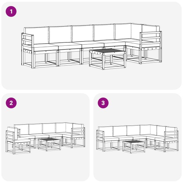 Комплект дивани за открито 7 pcs Натурален и Крема