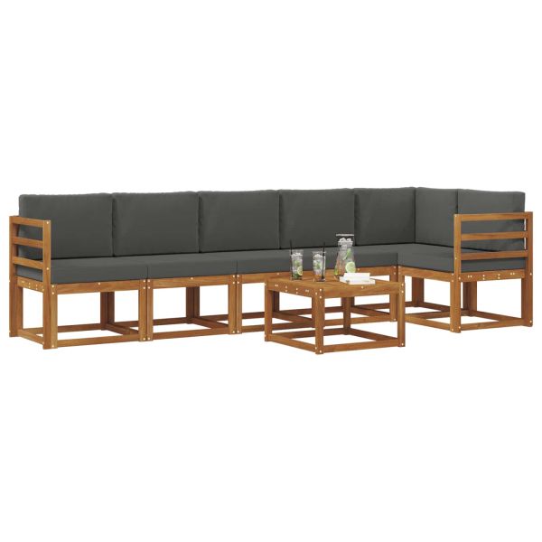 Комплект дивани за открито 7 pcs Натурален и Антрацит