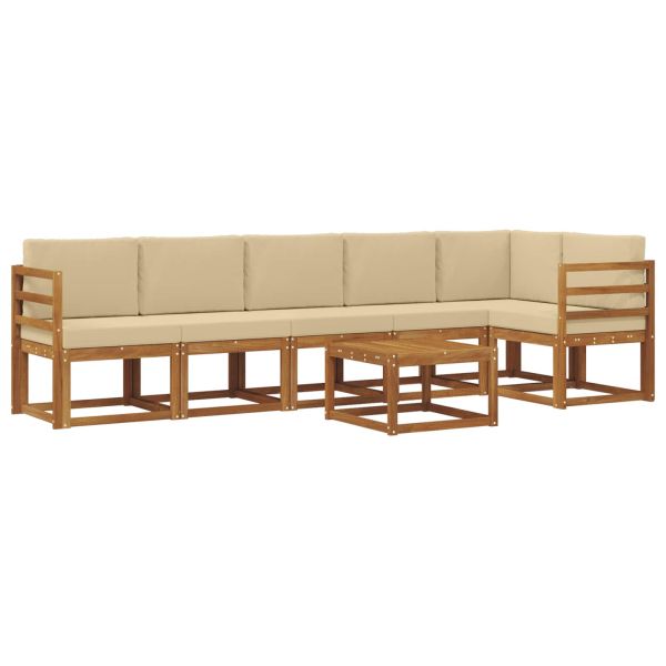 Комплект дивани за открито 7 pcs Натурален и Бежов