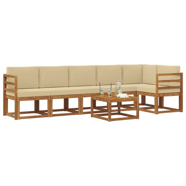 Комплект дивани за открито 7 pcs Натурален и Бежов
