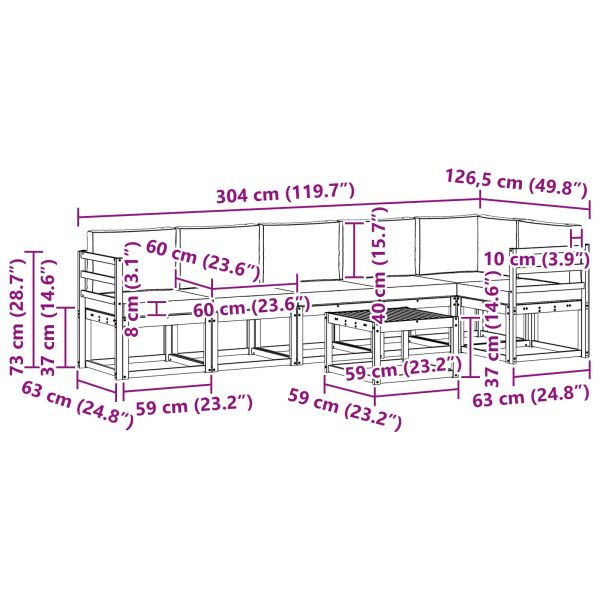 Комплект дивани за открито 7 pcs Натурален и Бежов