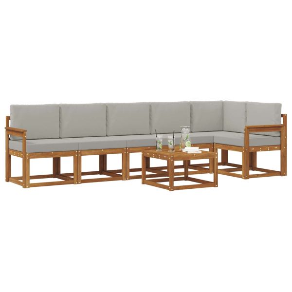 Комплект дивани за открито 7 pcs Естествено и светло сиво