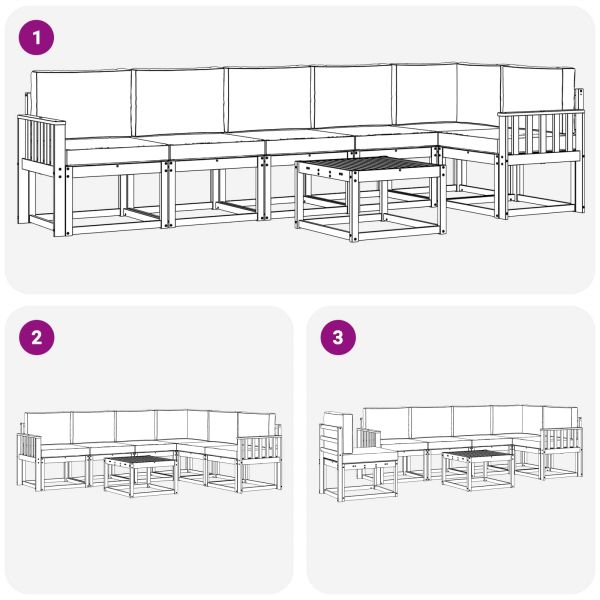 Комплект дивани за открито 7 pcs Натурален и Крема
