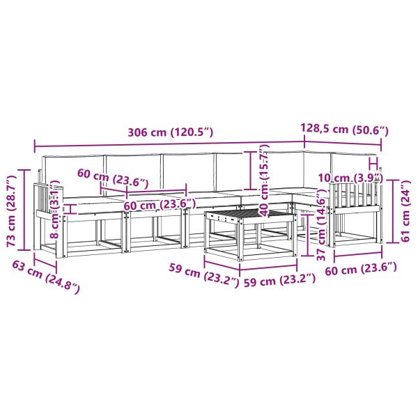 Комплект дивани за открито 7 pcs Натурален и Крема