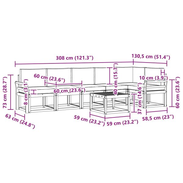 Комплект дивани за открито 7 pcs Естествено и светло сиво