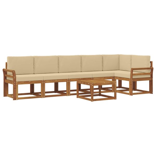 Комплект дивани за открито 7 pcs Натурален и Бежов