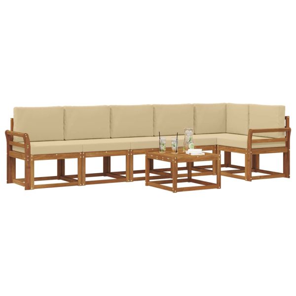 Комплект дивани за открито 7 pcs Натурален и Бежов