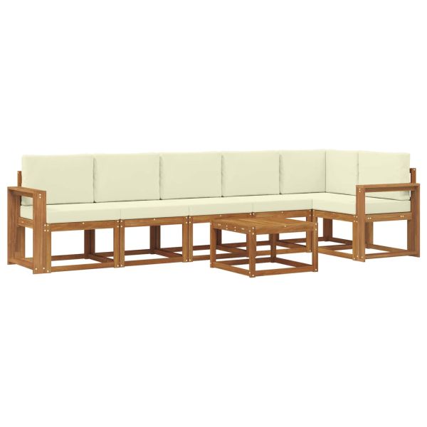 Комплект дивани за открито 7 pcs Натурален и Крема