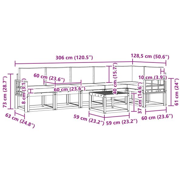 Комплект дивани за открито 7 pcs Естествено и светло сиво