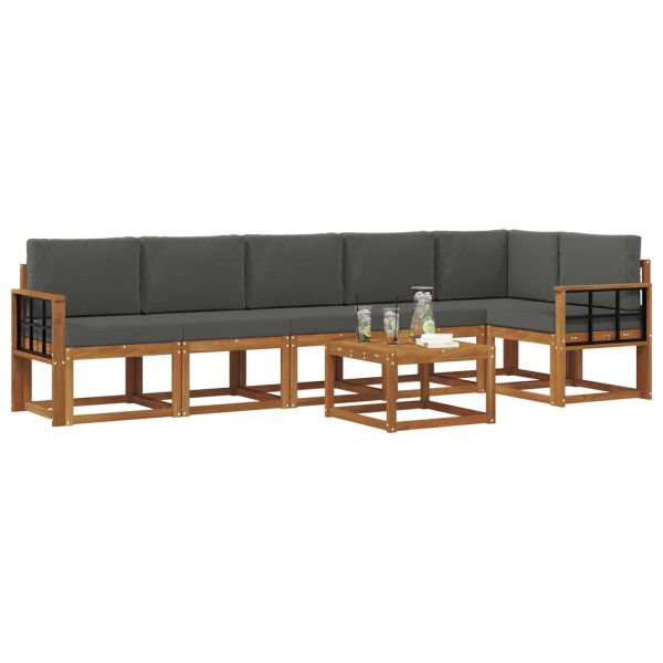 Комплект дивани за открито 7 pcs Натурален и Антрацит