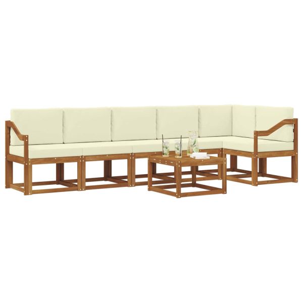 Комплект дивани за открито 7 pcs Натурален и Крема