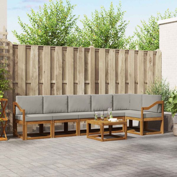 Комплект дивани за открито 7 pcs Естествено и светло сиво