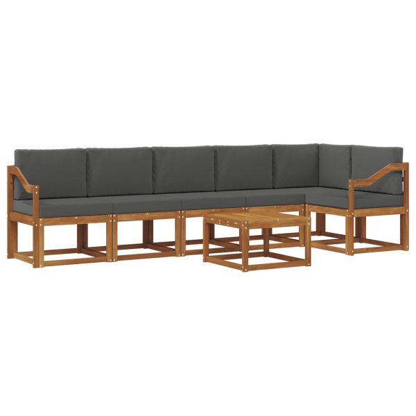 Комплект дивани за открито 7 pcs Натурален и Антрацит