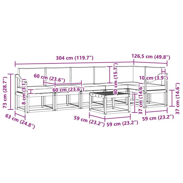 Комплект дивани за открито 7 pcs Натурален и Бежов