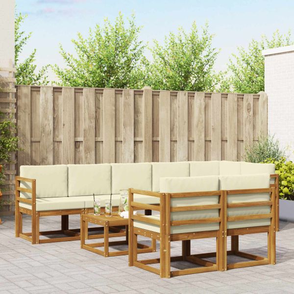 Комплект дивани за открито 9 pcs Натурален и Крема