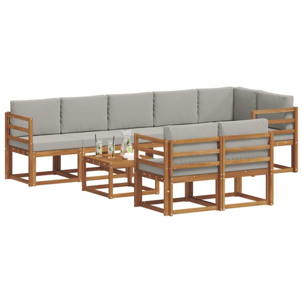 Комплект дивани за открито 9 pcs Естествено и светло сиво