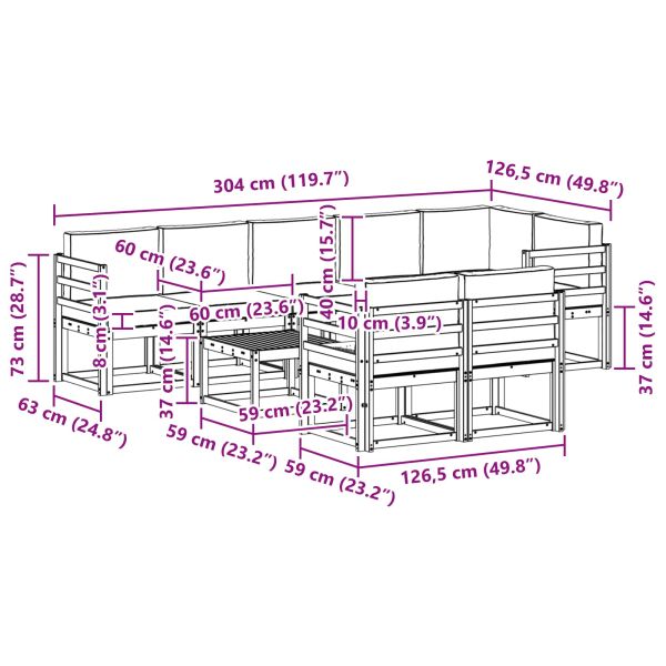Комплект дивани за открито 9 pcs Естествено и светло сиво