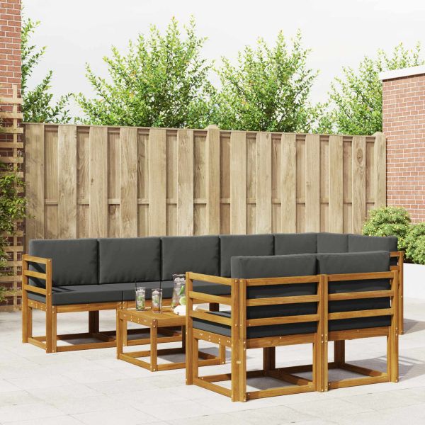 Комплект дивани за открито 9 pcs Натурален и Антрацит