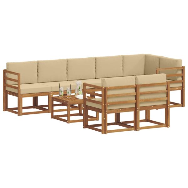 Комплект дивани за открито 9 pcs Натурален и Бежов
