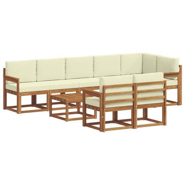 Комплект дивани за открито 9 pcs Натурален и Крема