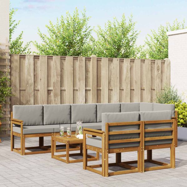 Комплект дивани за открито 9 pcs Естествено и светло сиво