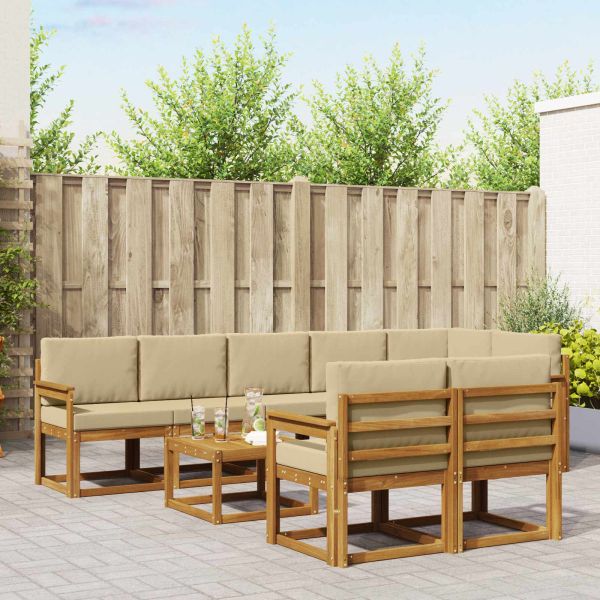 Комплект дивани за открито 9 pcs Натурален и Бежов