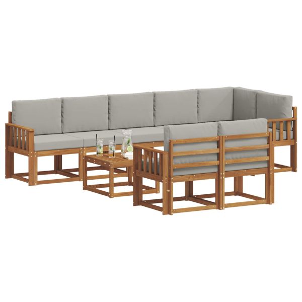 Комплект дивани за открито 9 pcs Естествено и светло сиво