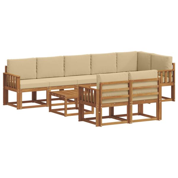 Комплект дивани за открито 9 pcs Натурален и Бежов