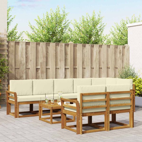 Комплект дивани за открито 9 pcs Натурален и Крема