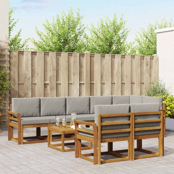 Комплект дивани за открито 9 pcs Естествено и светло сиво