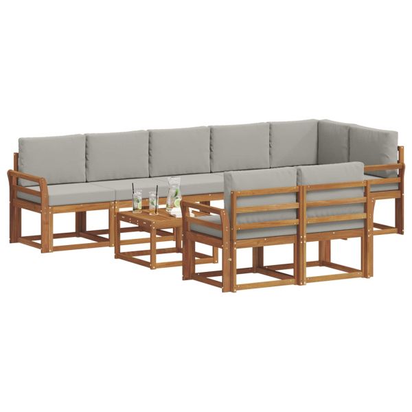 Комплект дивани за открито 9 pcs Естествено и светло сиво