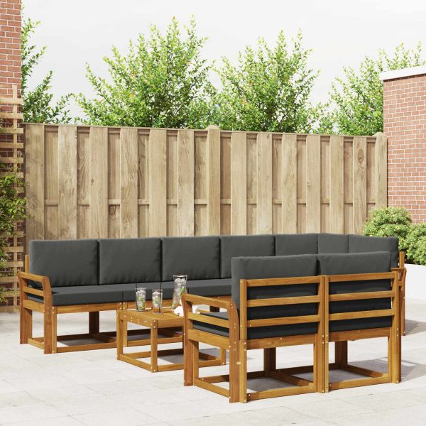 Комплект дивани за открито 9 pcs Натурален и Антрацит