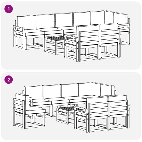 Комплект дивани за открито 9 pcs Натурален и Антрацит