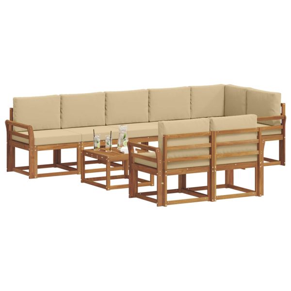 Комплект дивани за открито 9 pcs Натурален и Бежов